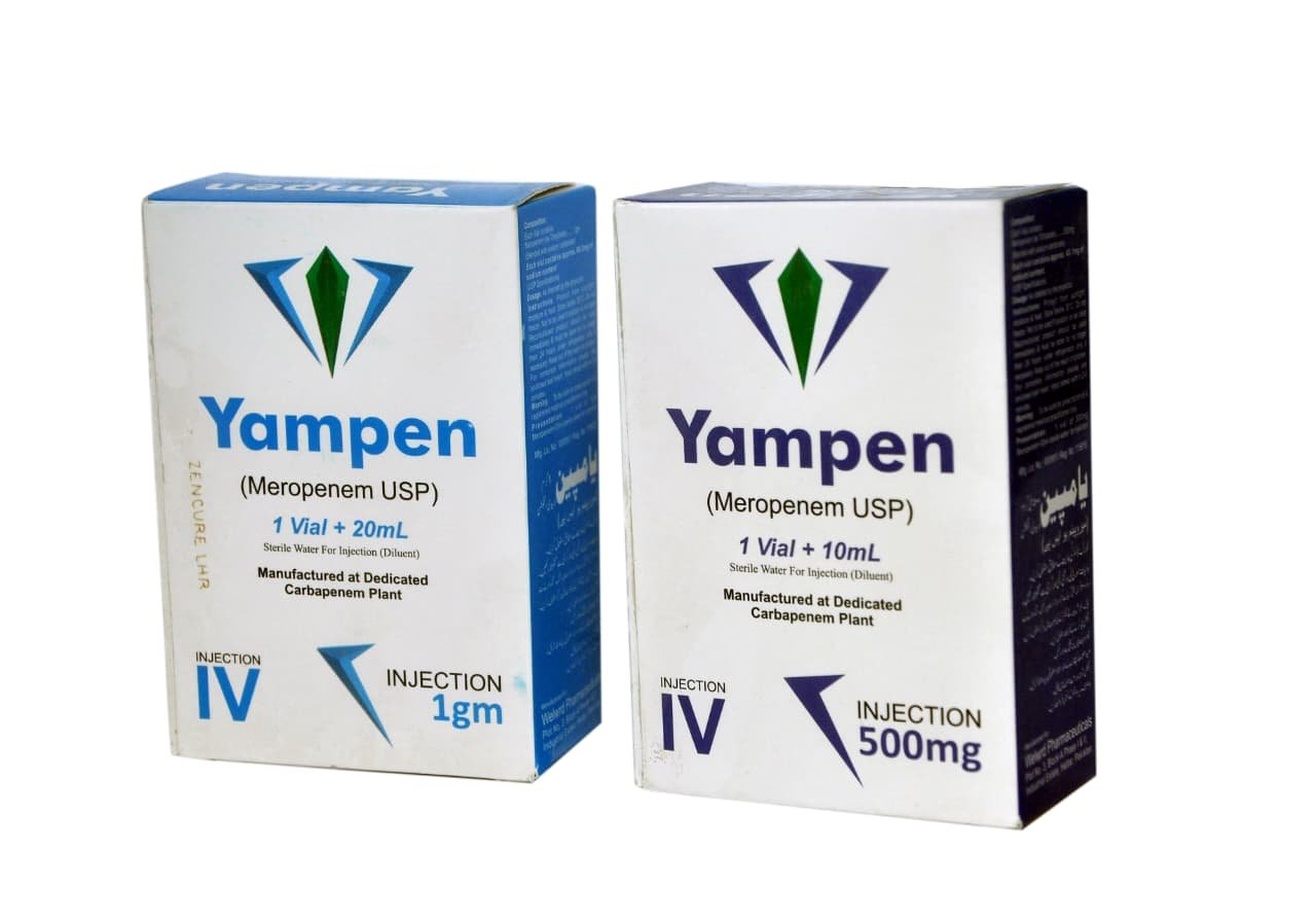 Yampen meropenem 500mg and 1g injection cartons